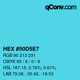 Farbcode: HEX #50D5E7 | qconv.com