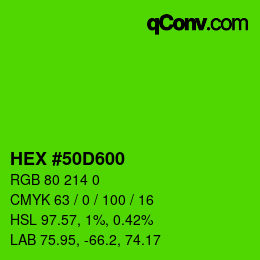 颜色代码: HEX #50D600 | qconv.com