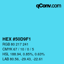 Color code: HEX #50D9F1 | qconv.com