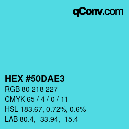 Color code: HEX #50DAE3 | qconv.com