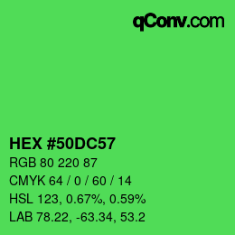 颜色代码: HEX #50DC57 | qconv.com