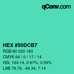 颜色代码: HEX #50DCB7 | qconv.com