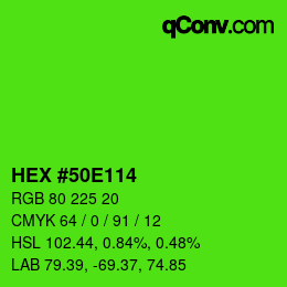 颜色代码: HEX #50E114 | qconv.com