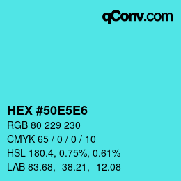 Color code: HEX #50E5E6 | qconv.com