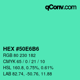 Color code: HEX #50E6B6 | qconv.com