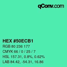 Color code: HEX #50ECB1 | qconv.com