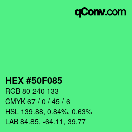 Color code: HEX #50F085 | qconv.com