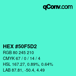 Color code: HEX #50F5D2 | qconv.com