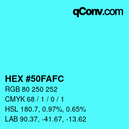 Color code: HEX #50FAFC | qconv.com