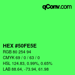 カラーコード: HEX #50FE5E | qconv.com