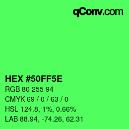 カラーコード: HEX #50FF5E | qconv.com