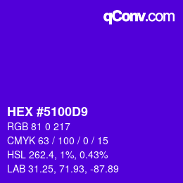 カラーコード: HEX #5100D9 | qconv.com