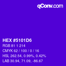 カラーコード: HEX #5101D6 | qconv.com