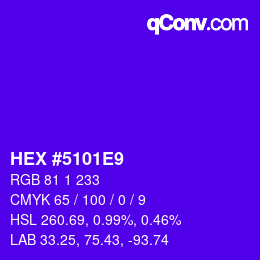 颜色代码: HEX #5101E9 | qconv.com