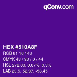 颜色代码: HEX #510A8F | qconv.com