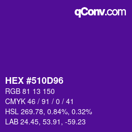 Farbcode: HEX #510D96 | qconv.com