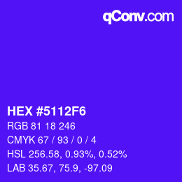 Color code: HEX #5112F6 | qconv.com