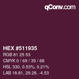 Código de color: HEX #511935 | qconv.com