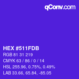 颜色代码: HEX #511FDB | qconv.com