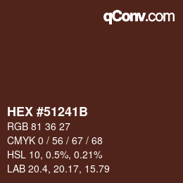 Color code: HEX #51241B | qconv.com
