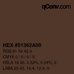 Color code: HEX #51362A00 | qconv.com