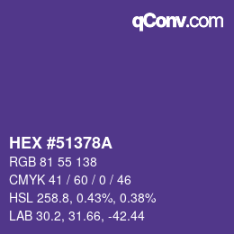 カラーコード: HEX #51378A | qconv.com