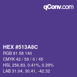 Color code: HEX #513A8C | qconv.com