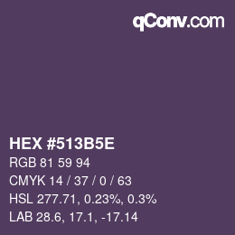 カラーコード: HEX #513B5E | qconv.com