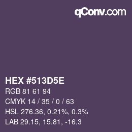 Color code: HEX #513D5E | qconv.com