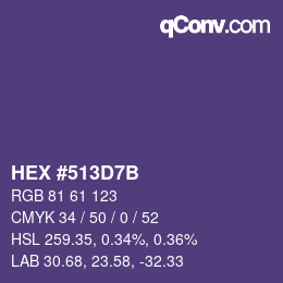 颜色代码: HEX #513D7B | qconv.com