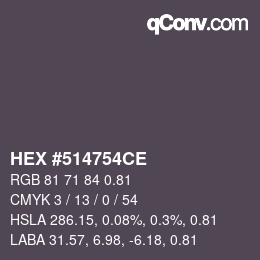 Farbcode: HEX #514754CE | qconv.com