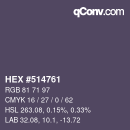 颜色代码: HEX #514761 | qconv.com