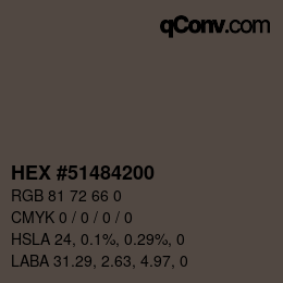 Color code: HEX #51484200 | qconv.com