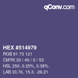 颜色代码: HEX #514979 | qconv.com