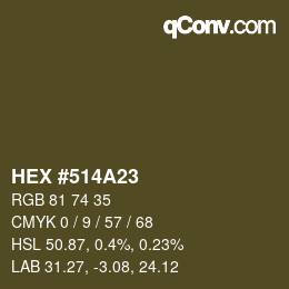 颜色代码: HEX #514A23 | qconv.com