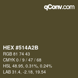 カラーコード: HEX #514A2B | qconv.com