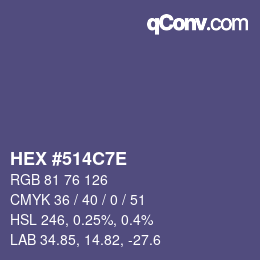 Color code: HEX #514C7E | qconv.com