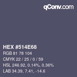 颜色代码: HEX #514E68 | qconv.com