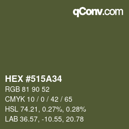Color code: HEX #515A34 | qconv.com