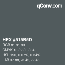 颜色代码: HEX #515B5D | qconv.com