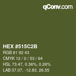 Color code: HEX #515C2B | qconv.com