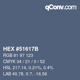 颜色代码: HEX #51617B | qconv.com