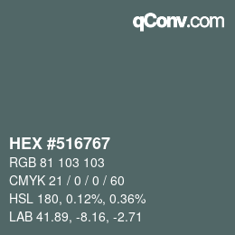 Color code: HEX #516767 | qconv.com