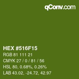 Farbcode: HEX #516F15 | qconv.com