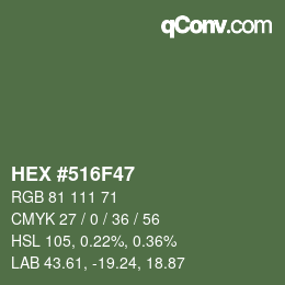 Farbcode: HEX #516F47 | qconv.com