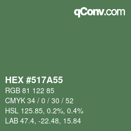 カラーコード: HEX #517A55 | qconv.com