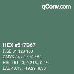 Farbcode: HEX #517B67 | qconv.com