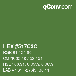 颜色代码: HEX #517C3C | qconv.com