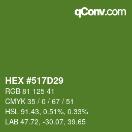 颜色代码: HEX #517D29 | qconv.com