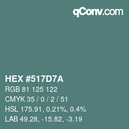 Color code: HEX #517D7A | qconv.com